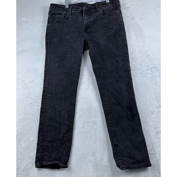 H&M Straight Leg Jeans Women's Size 38/32 High Rise Acid Wash Denim Black - Picture 1 of 13